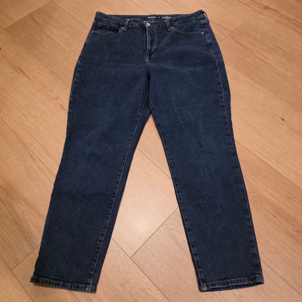 Old Navy OG Straight High Rise Dark Wash Jeans Size 14 Secret Slim Pockets